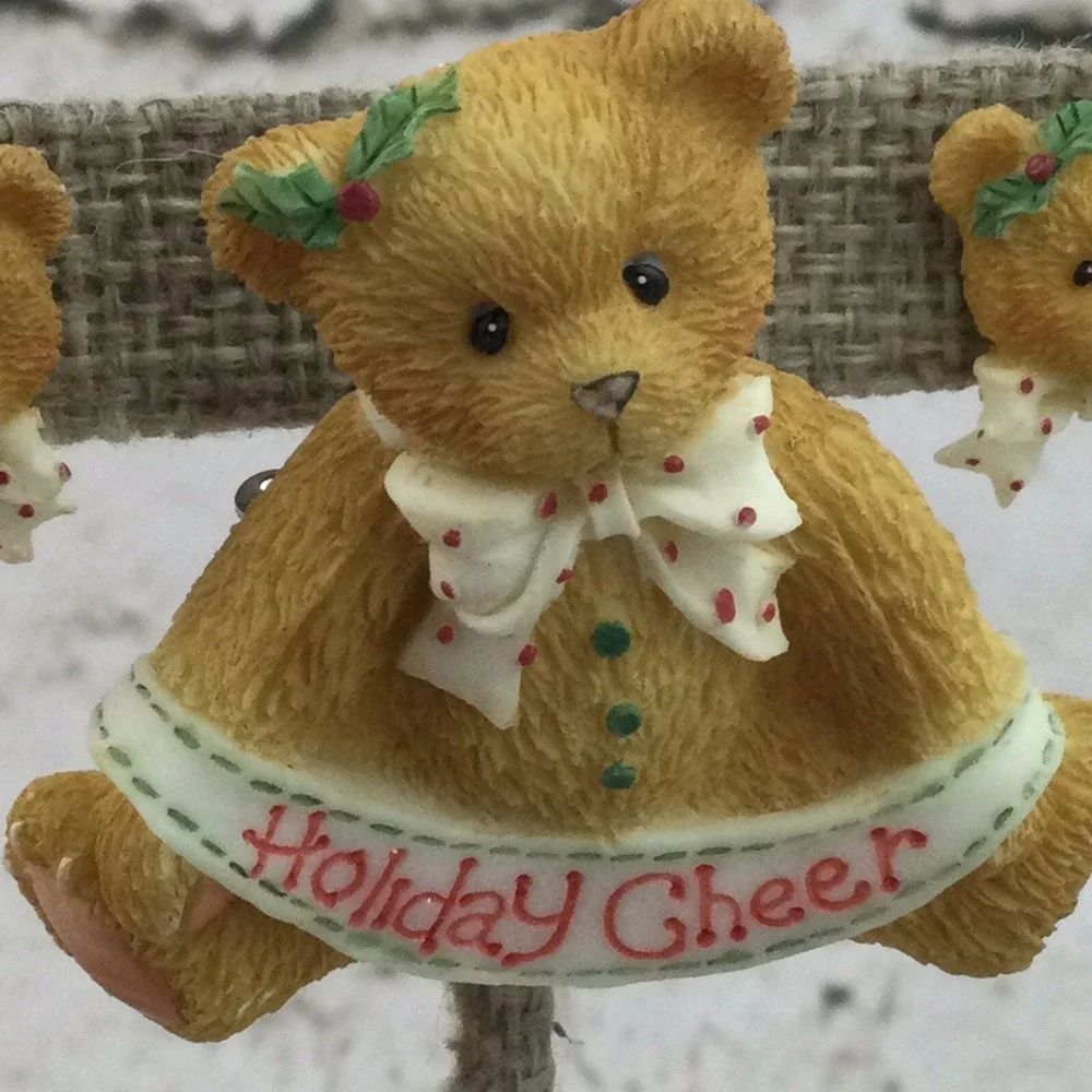 Teddy Bear‎ Earrings & Matching Brooch Holiday Cheer Resin